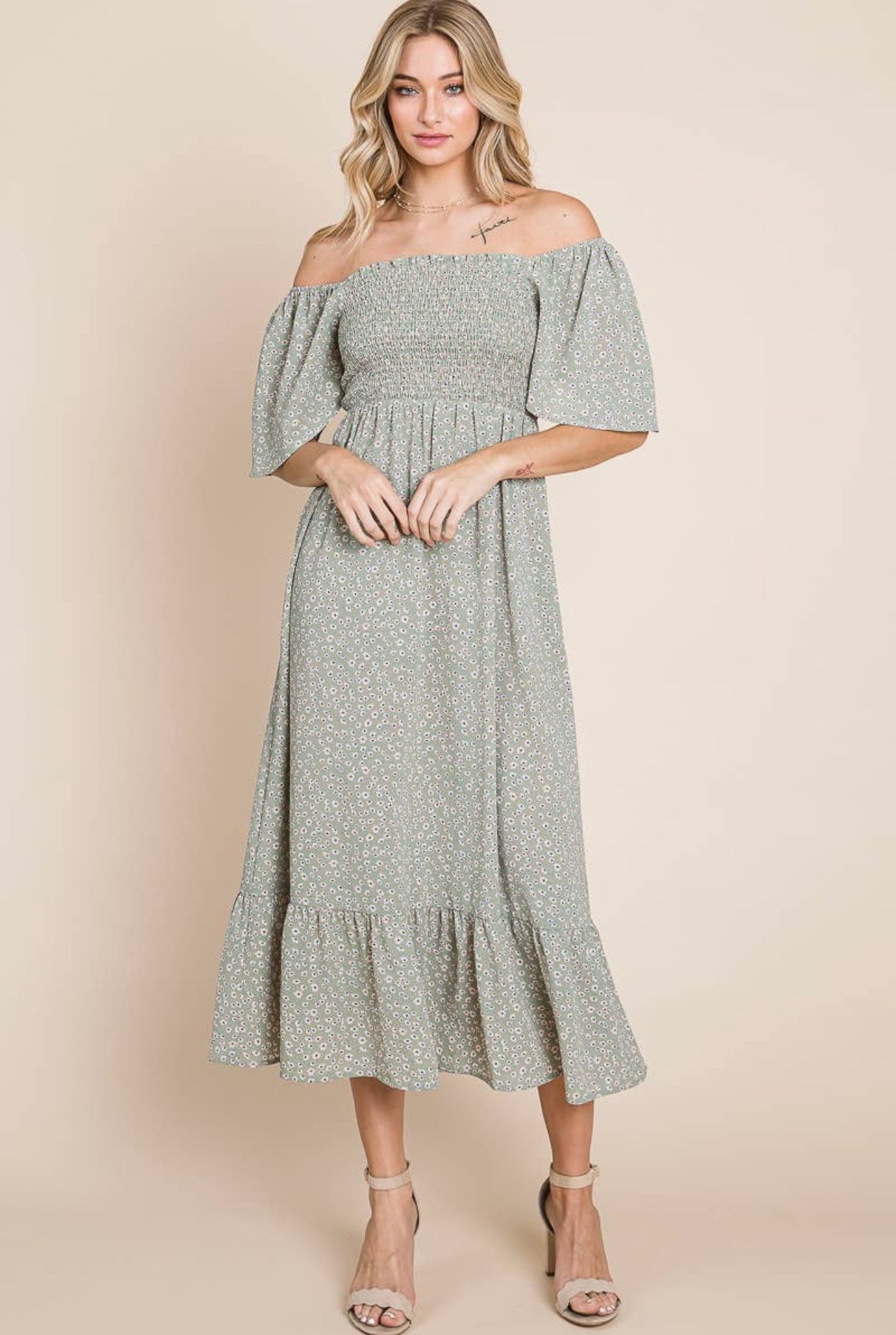 Smocked Midi Dress