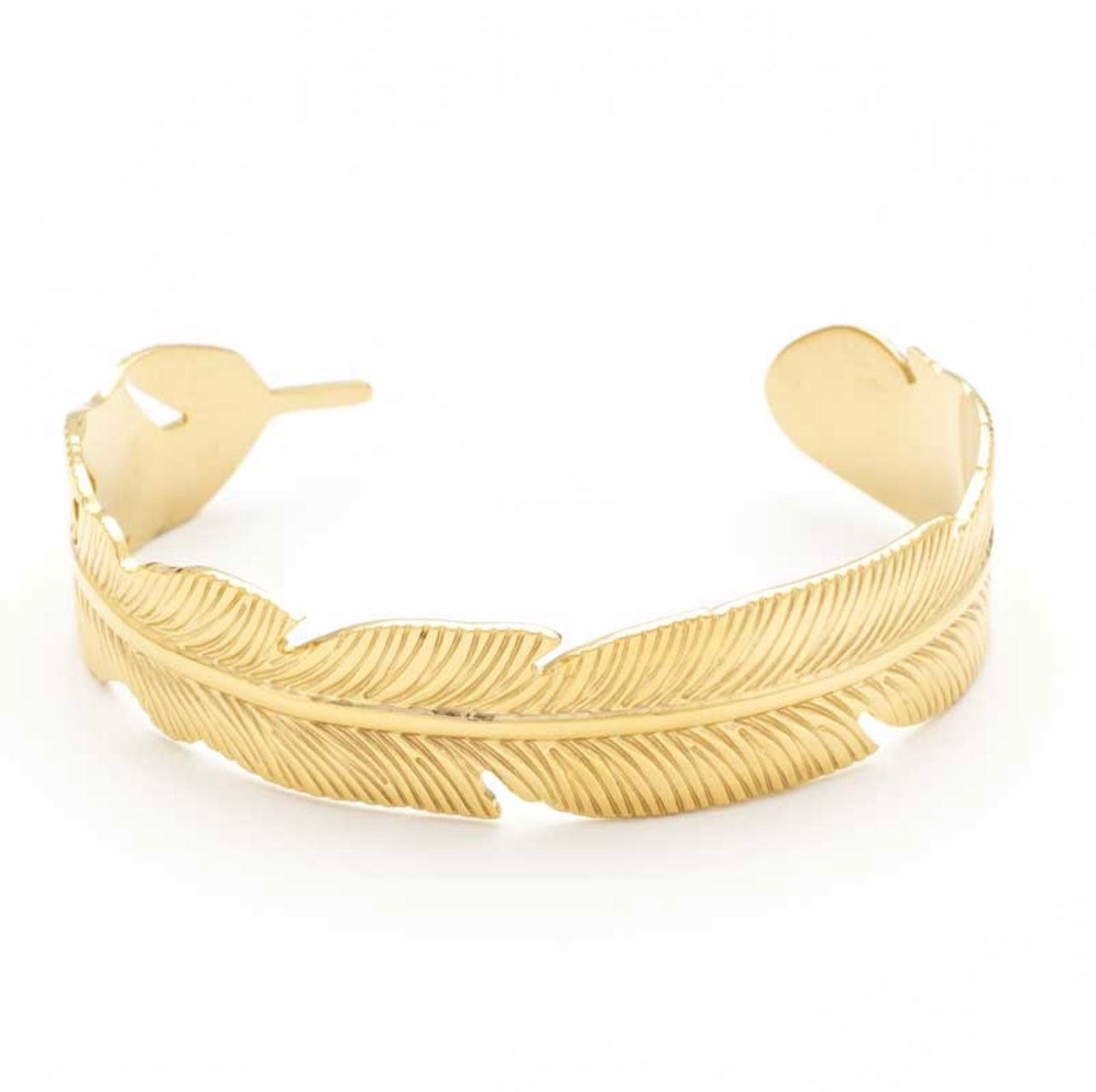 Gold Feather Bangle Bracelet