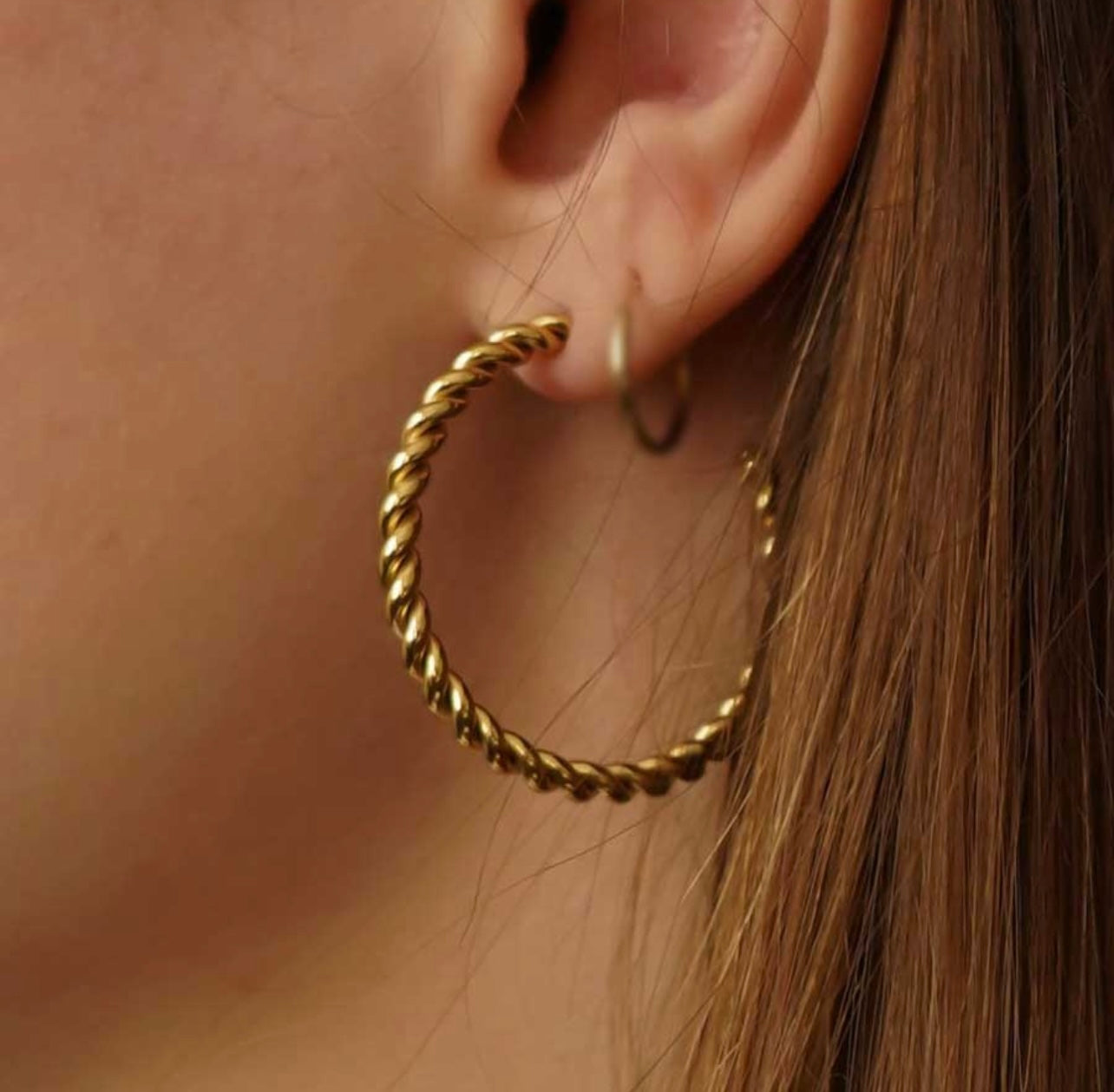 Textured Gold Hoop Earrings