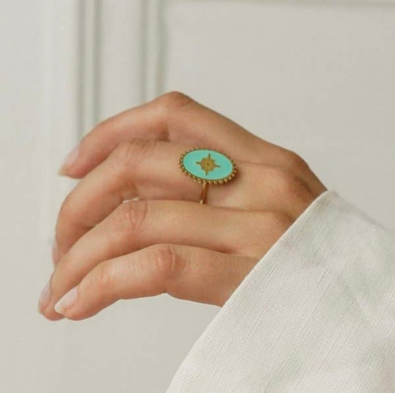 Turquoise Enamel Ring