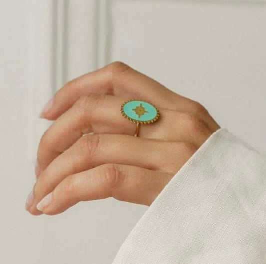 Turquoise Enamel Ring