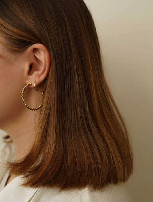 Textured Gold Hoop Earrings